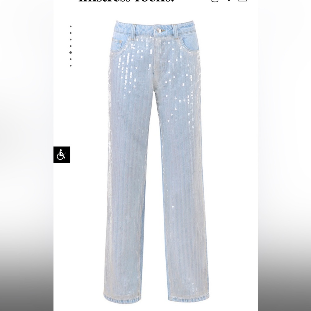 Mistress Rocks Stonewash Baggy Sequin Jeans - Size Medium